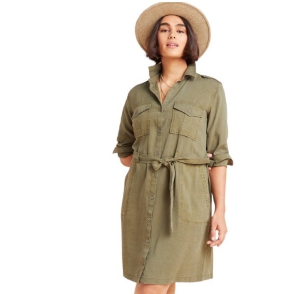 Petite small Olive Green shirtsress Cloth & Stone
